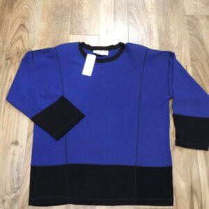 New Vintage Adrienne Vittadini Sweater Size L Boxy 90s Y2K Color Block Knit Top